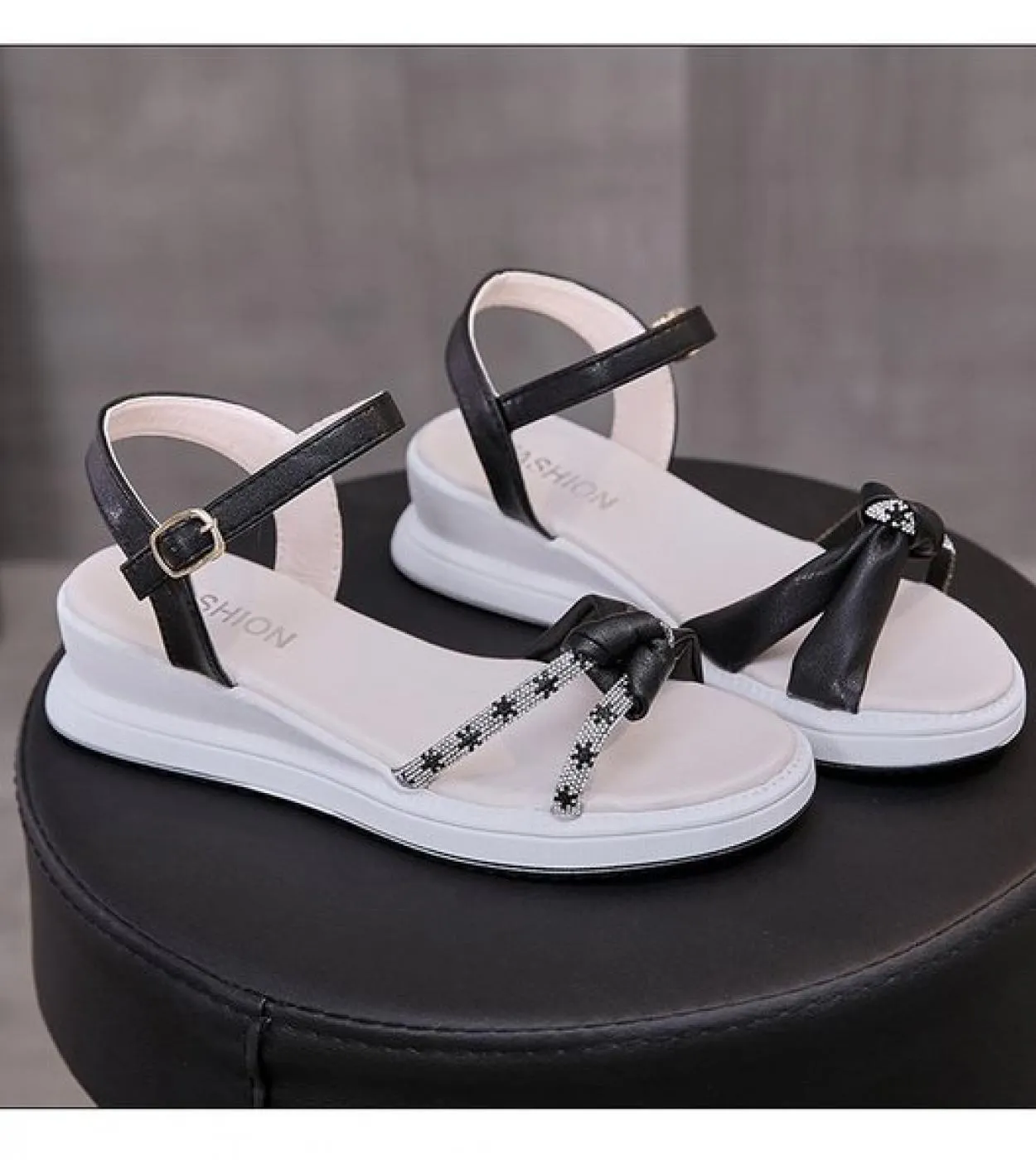 Scarpe estive da donna 2022 Sandali con plateau in cristallo con paillettes Sandali con zeppa open toe da donna Scarpe casual le
