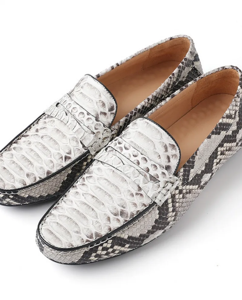 Scarpe pitone per uomo Mocassini da uomo di design in vera pelle di lusso Scarpe da guida comode fatte a mano Scarpe piatte da s