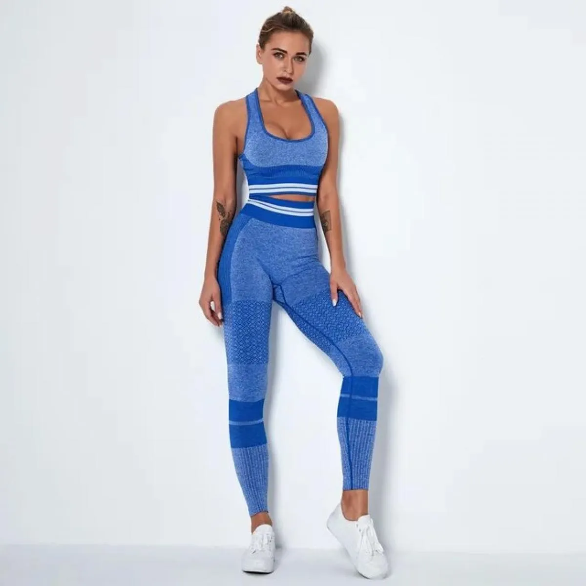 Set da yoga vuoti senza cuciture Pantaloni a vita alta color pesca Pantaloni sportivi Gilet fitness Abiti da allenamento Set leg