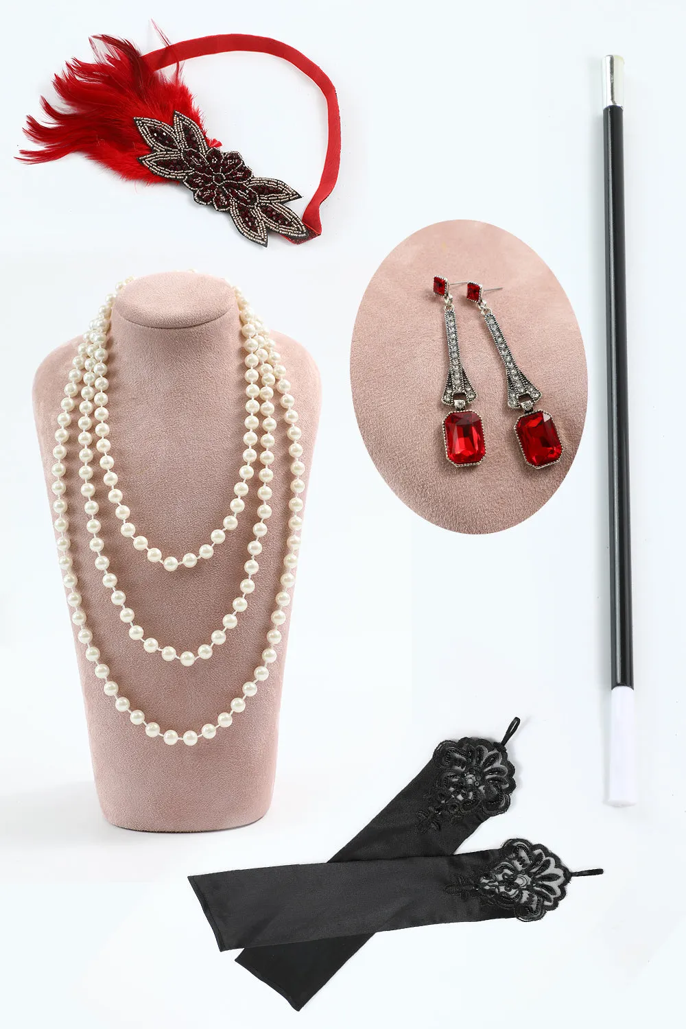 Set di accessori per feste rosso a Cinque pezzi del 1920