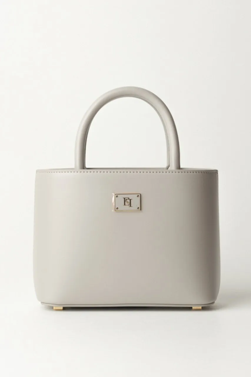 Shopper piccola con placca logo smaltata Perla
