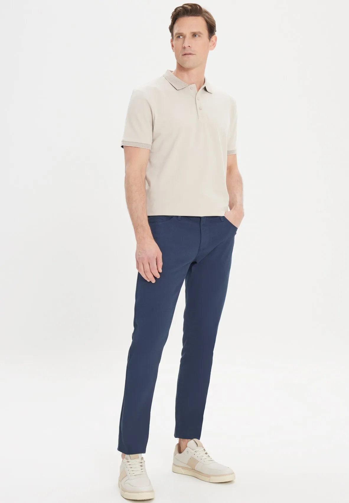 SLIM FIT DOBBY  - Pantaloni