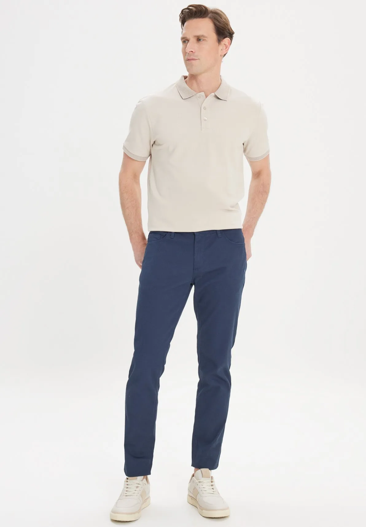 SLIM FIT DOBBY  - Pantaloni