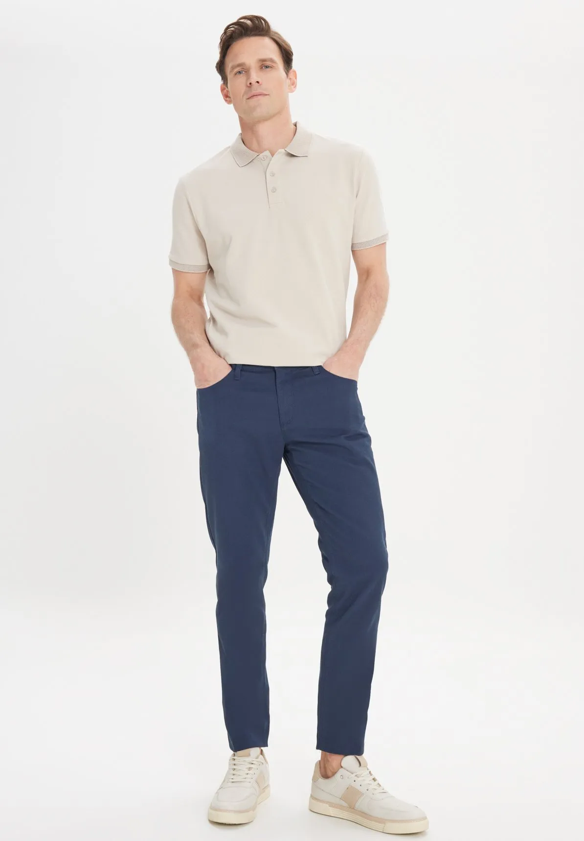 SLIM FIT DOBBY  - Pantaloni