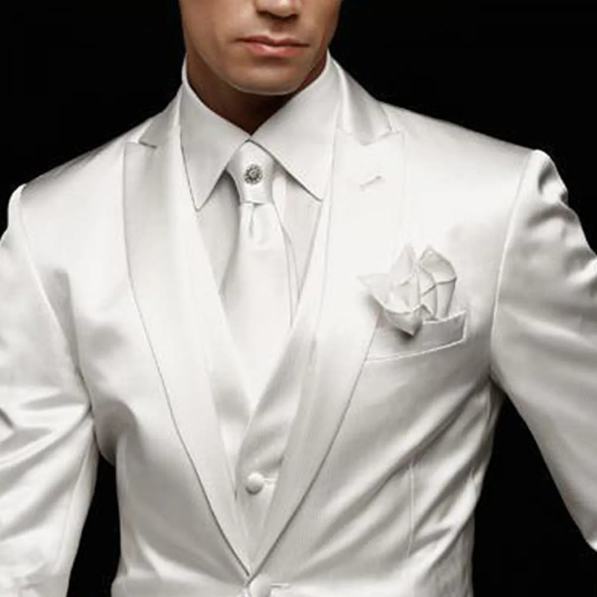 Smoking da sposo bianco per matrimonio 3 pezzi in raso slim fit da uomo abiti da ballo moda maschile giacca gilet con pantaloni