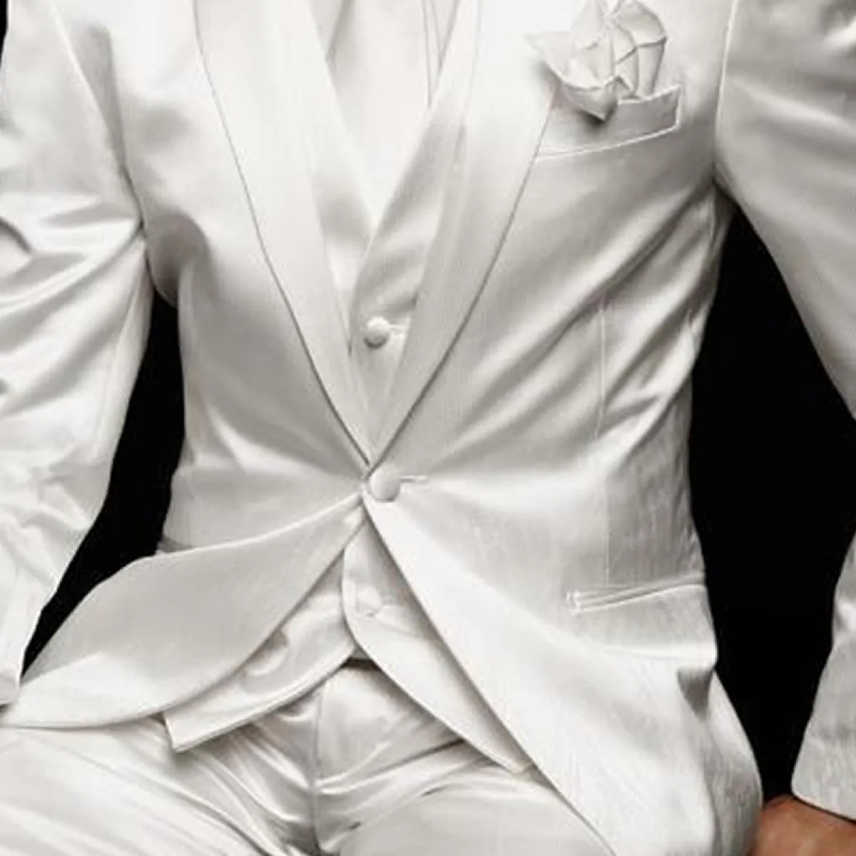 Smoking da sposo bianco per matrimonio 3 pezzi in raso slim fit da uomo abiti da ballo moda maschile giacca gilet con pantaloni