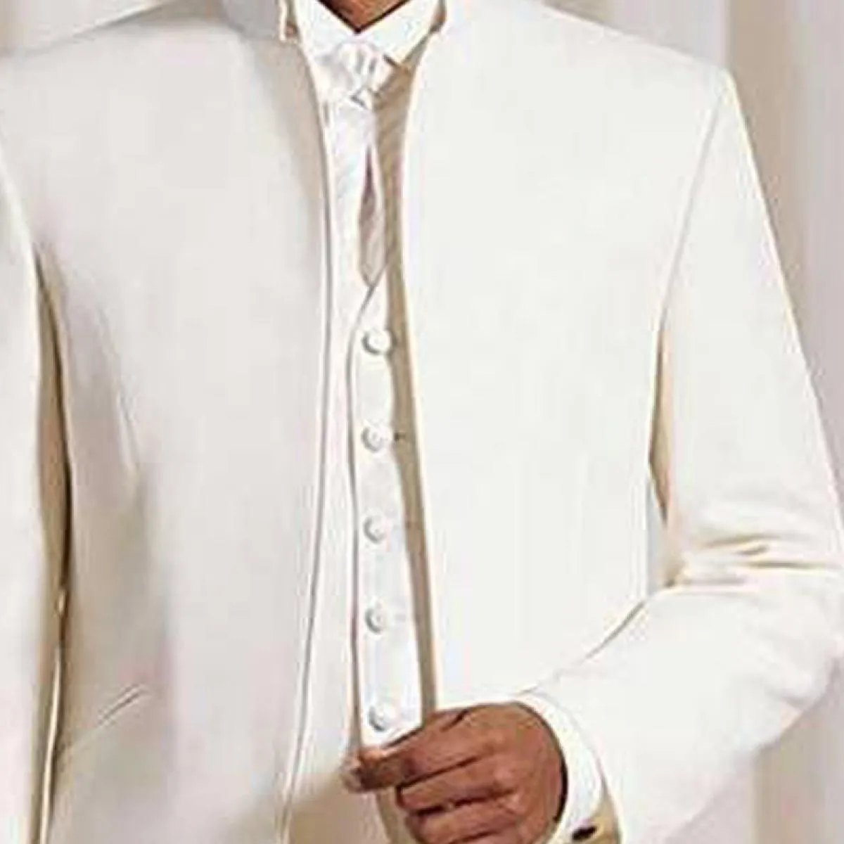 Smoking lunghi da sposo per matrimonio con colletto alla coreana 3 pezzi tunica da uomo abiti set giacca pantaloni gilet nuovo s