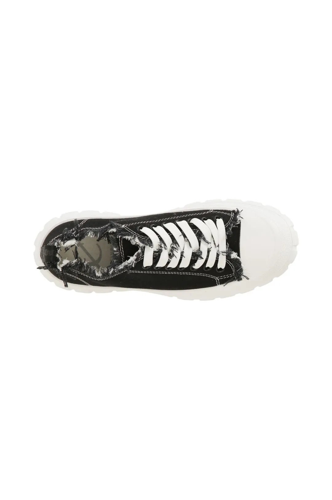sneakers in tessuto sfrangiato e cuciture a contrasto nero/bianco