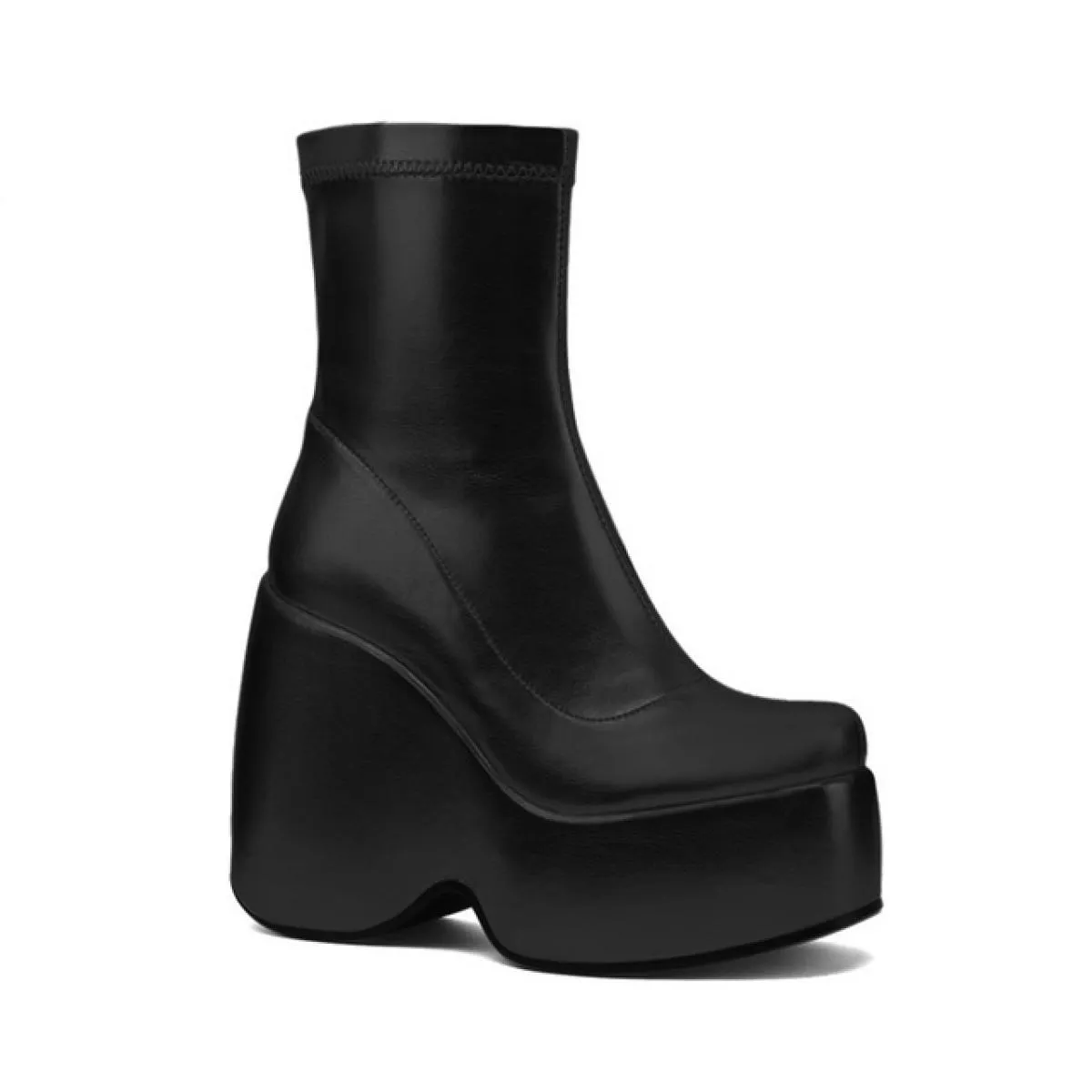 Stivaletti da donna con plateau grosso ed elegante gotico da 13 cm, stivaletti da donna, stivali a metà polpaccio con rialzo in