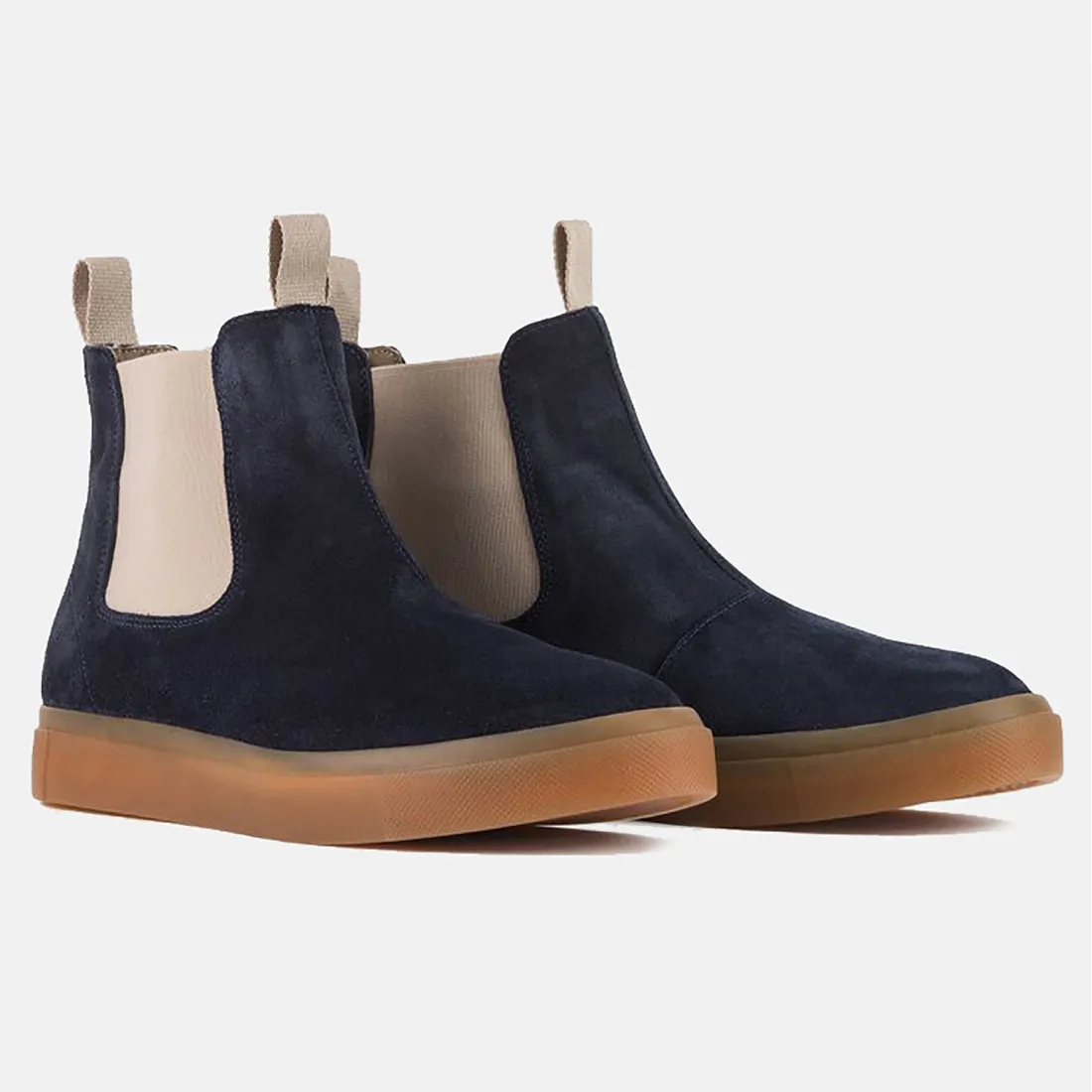 Stivaletti da donna Panchic P23 blu e beige in camoscio