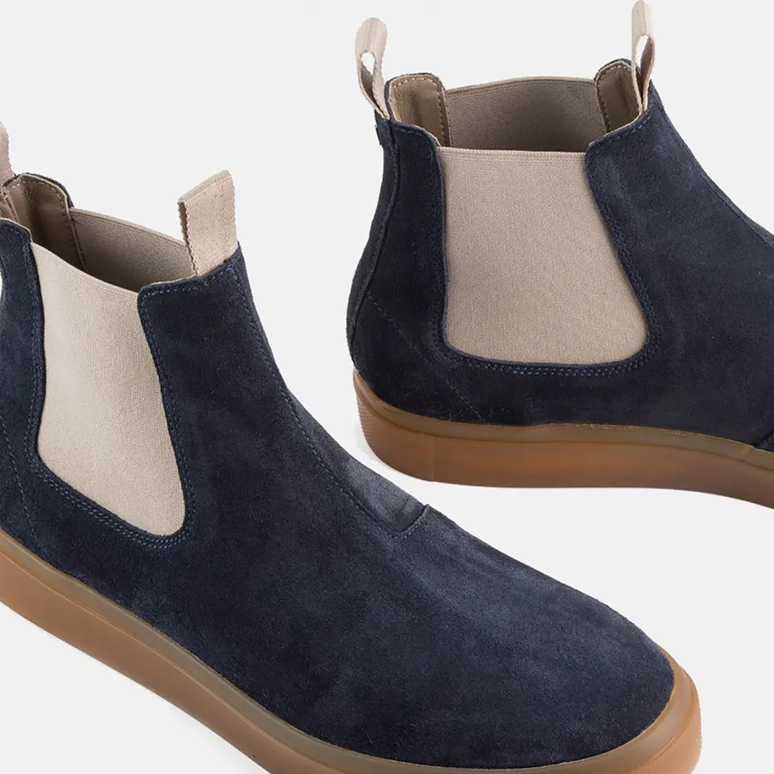 Stivaletti da donna Panchic P23 blu e beige in camoscio