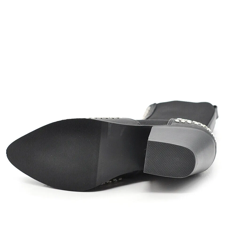 Stivaletti elasticizzati Donna A Punta Camperos Texani Borchie Tacco 15757