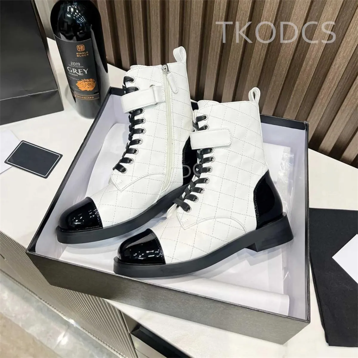 Stivali da moto da donna autunno inverno in pelle di vitello Stivaletti con zip con chiusura a strappo Stivaletti con cerniera i
