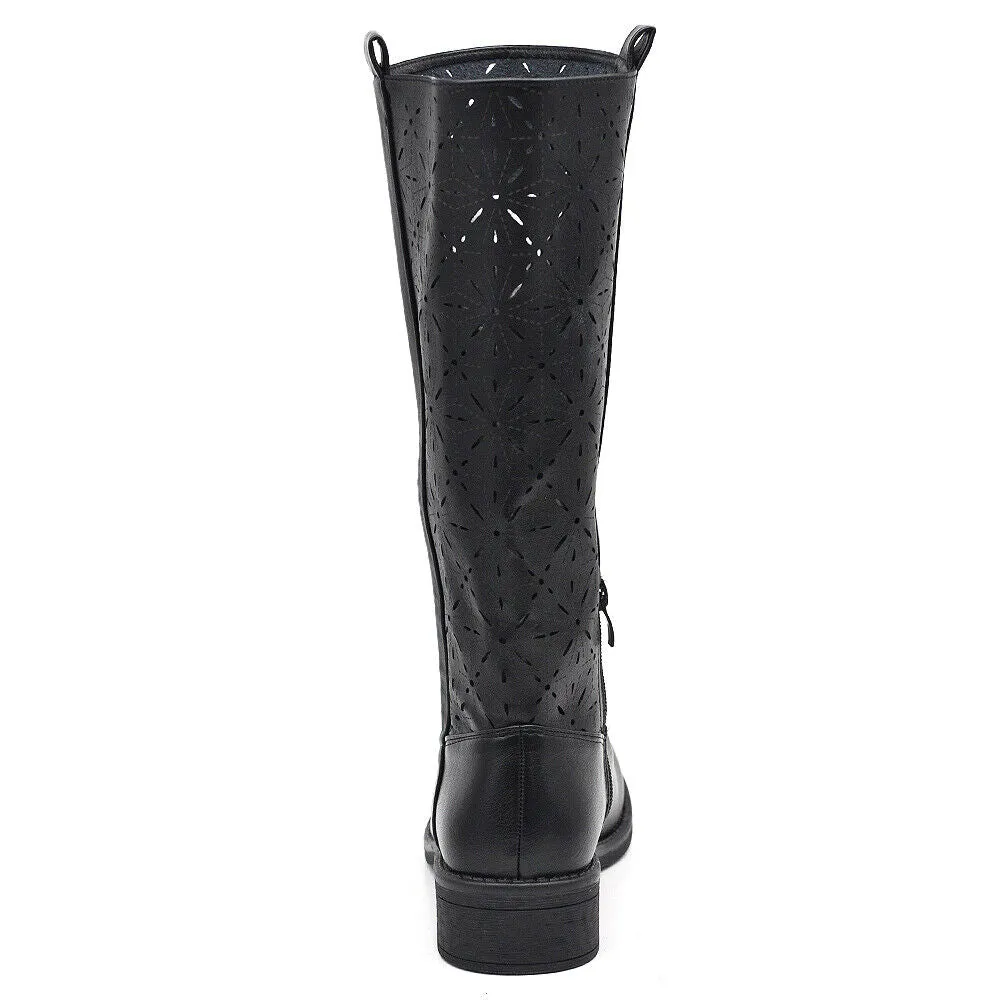 Stivali Stivaletti Biker Motociclista Traforati primaverili da Donna LY70-6