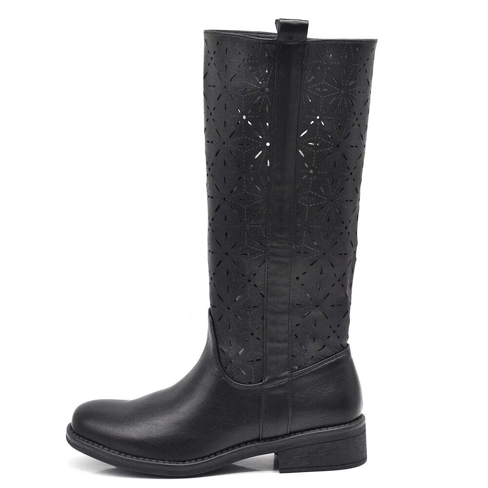 Stivali Stivaletti Biker Motociclista Traforati primaverili da Donna LY70-6