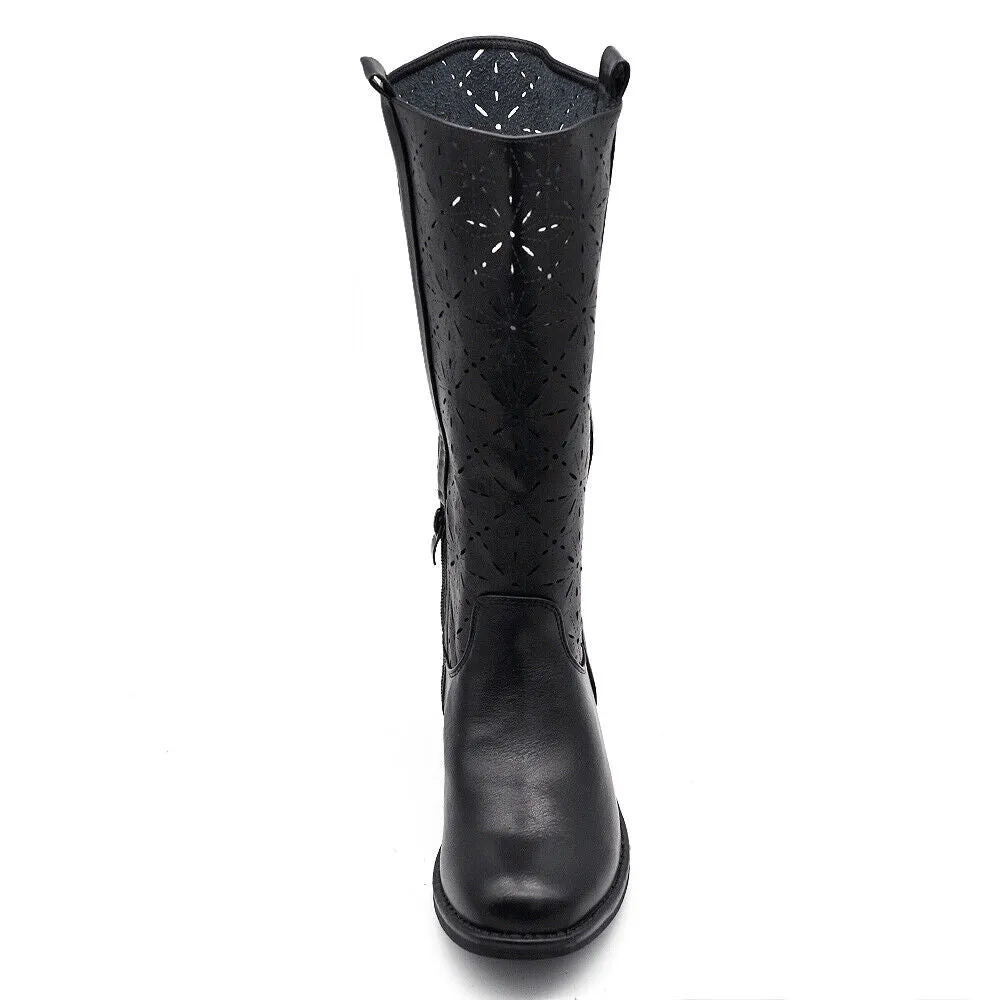 Stivali Stivaletti Biker Motociclista Traforati primaverili da Donna LY70-6