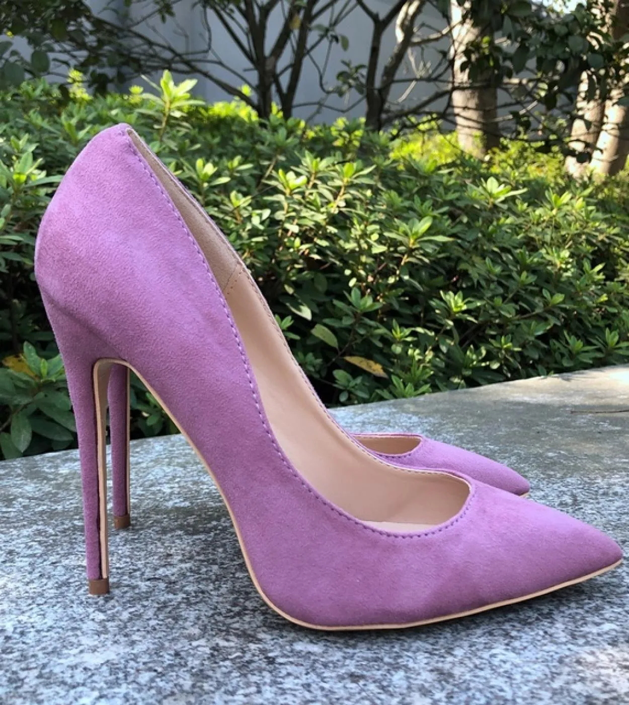 Tikicup Décolleté rosa floccati da donna in pelle scamosciata sintetica Tacchi a spillo con punta a punta Elegante da donna form