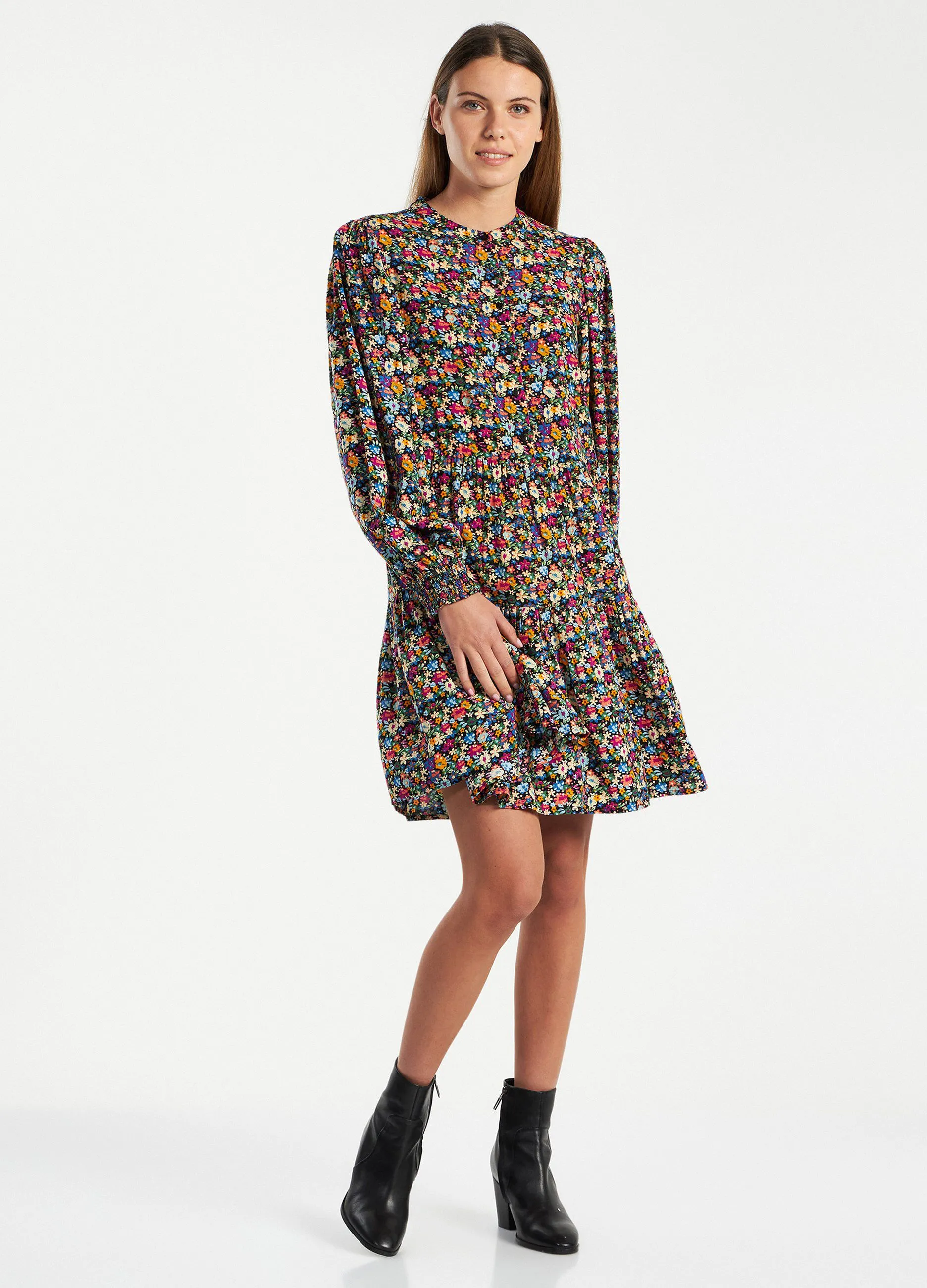 Vestito corto a manica lunga donna
