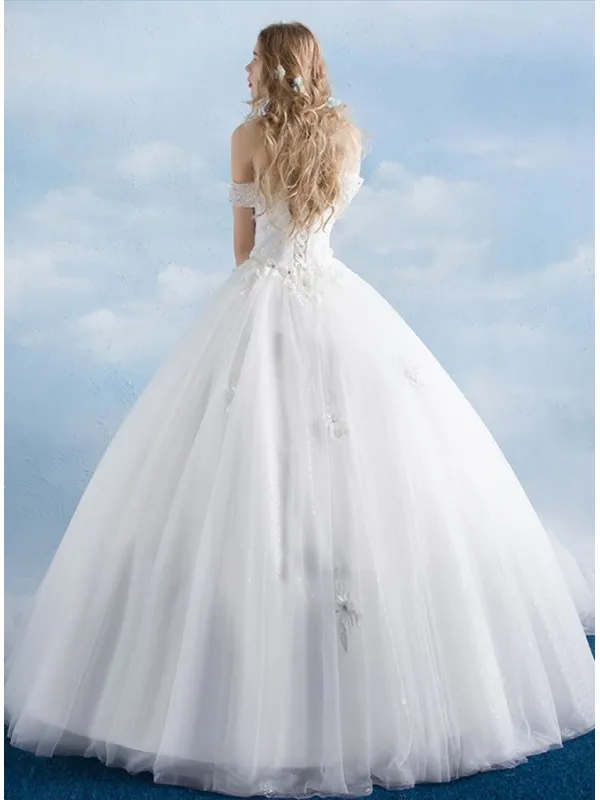 Vestito da Sposa A-line di Tulle morbido con scollo a barca economico