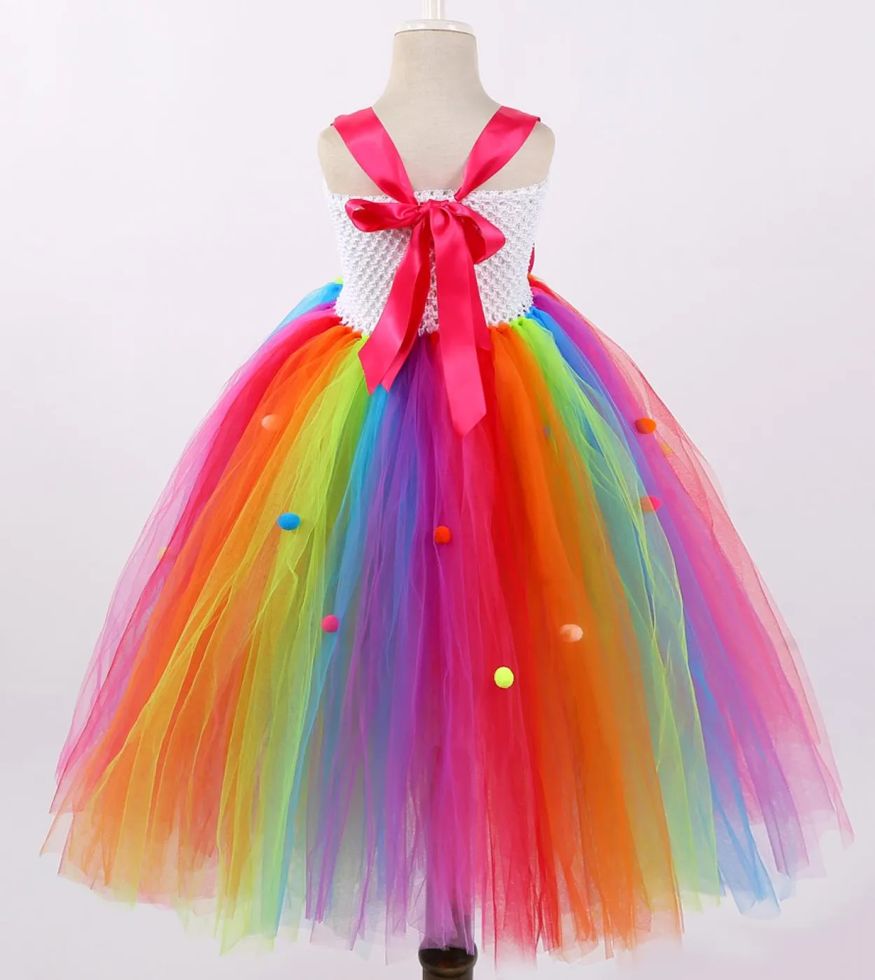Vestito da tutu di caramelle arcobaleno per ragazze Costume da lecca-lecca per bambini con fiocco Abiti da principessa per ragaz