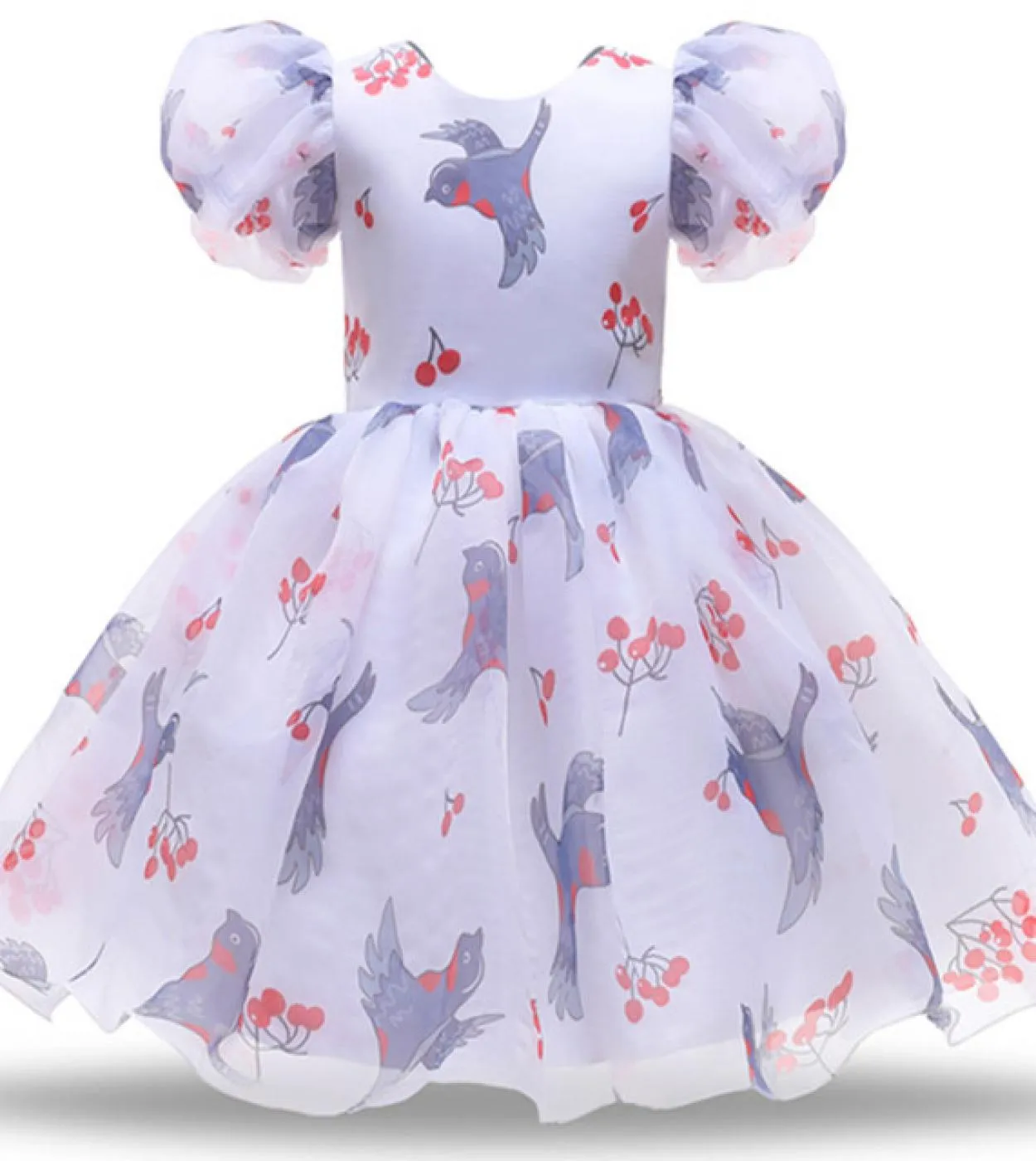 Vestito da tutu per la festa nuziale delle ragazze Vestito da sera formale Vestito per bambini Abiti per ragazze Fiore Bianco Ba
