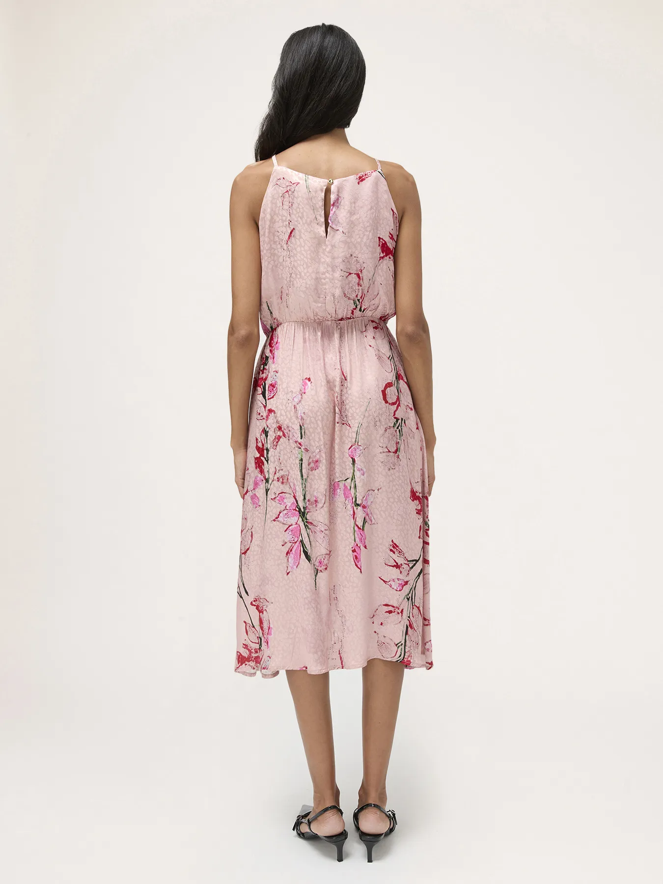Vestito in raso fantasia a fiori