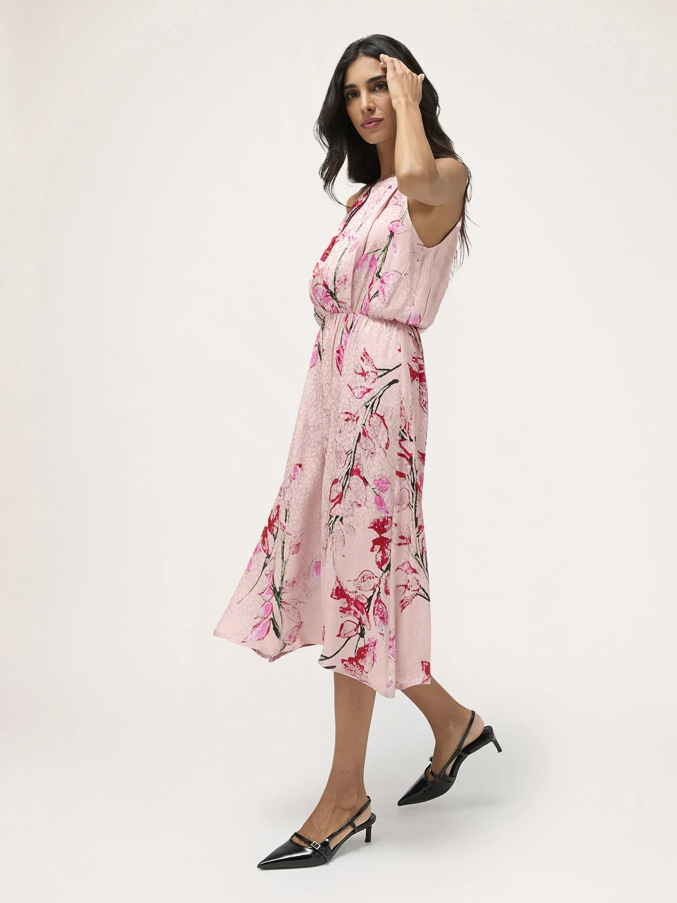 Vestito in raso fantasia a fiori
