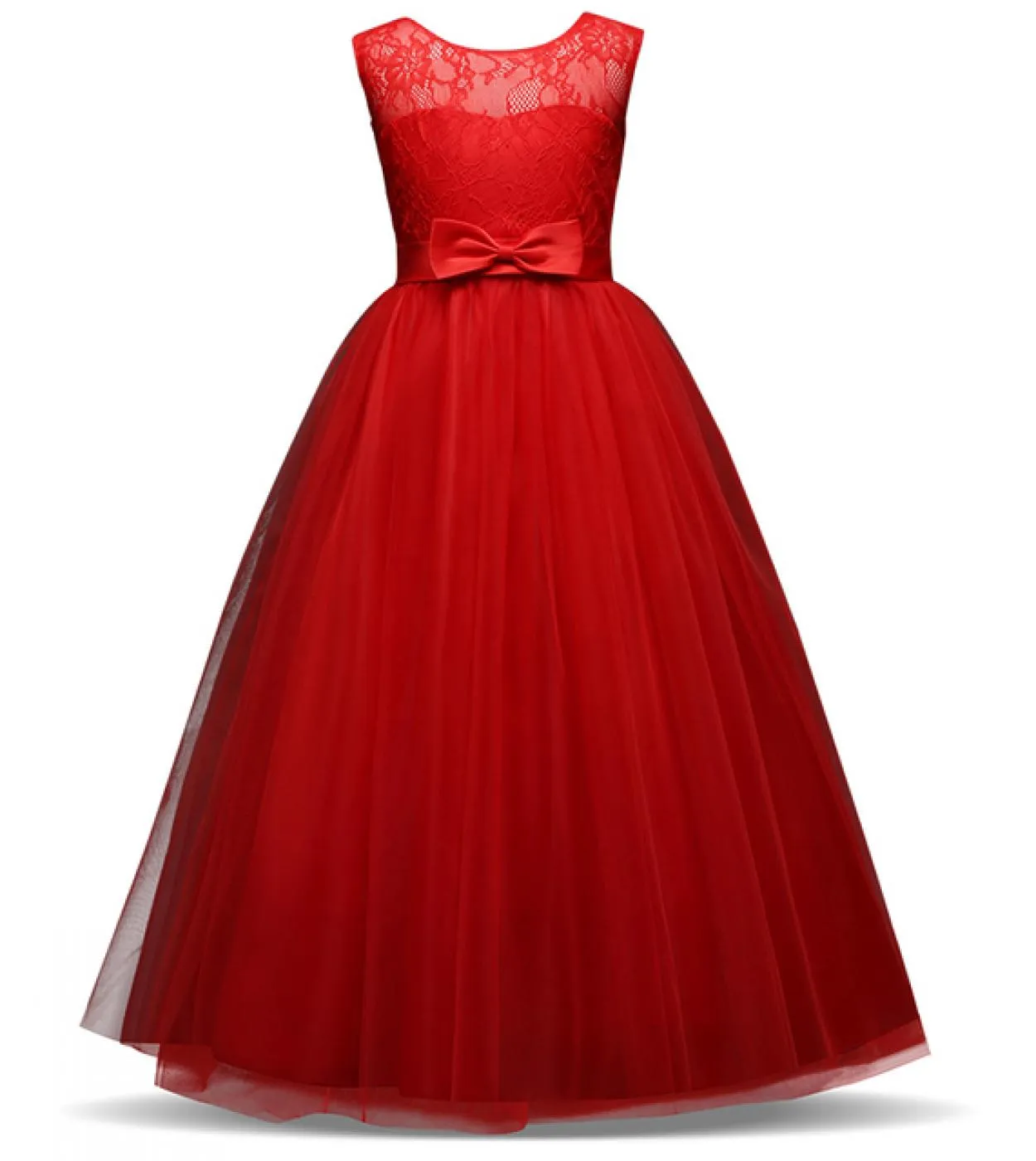 Vestito lungo da principessa da bambina per bambina con fiocco Abito da sera da sera elegante da ragazza grande Abito da ragazza