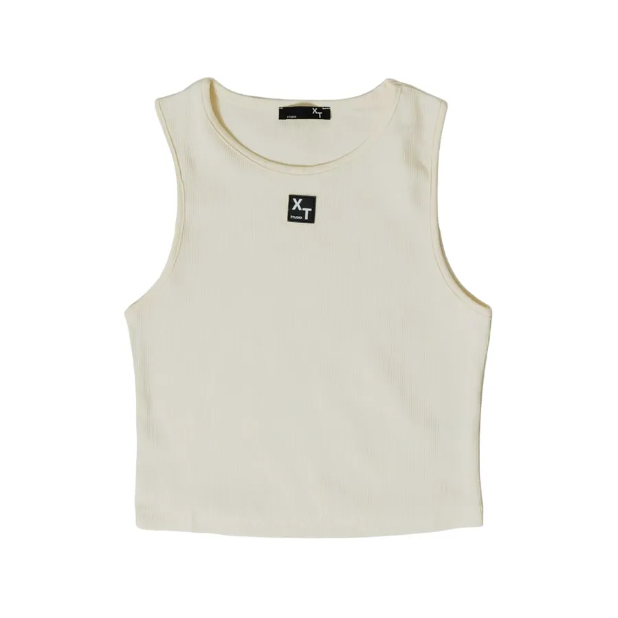 XT Studio canotta da donna in cotone a costine. Colore crema