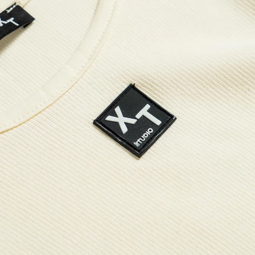 XT Studio canotta da donna in cotone a costine. Colore crema