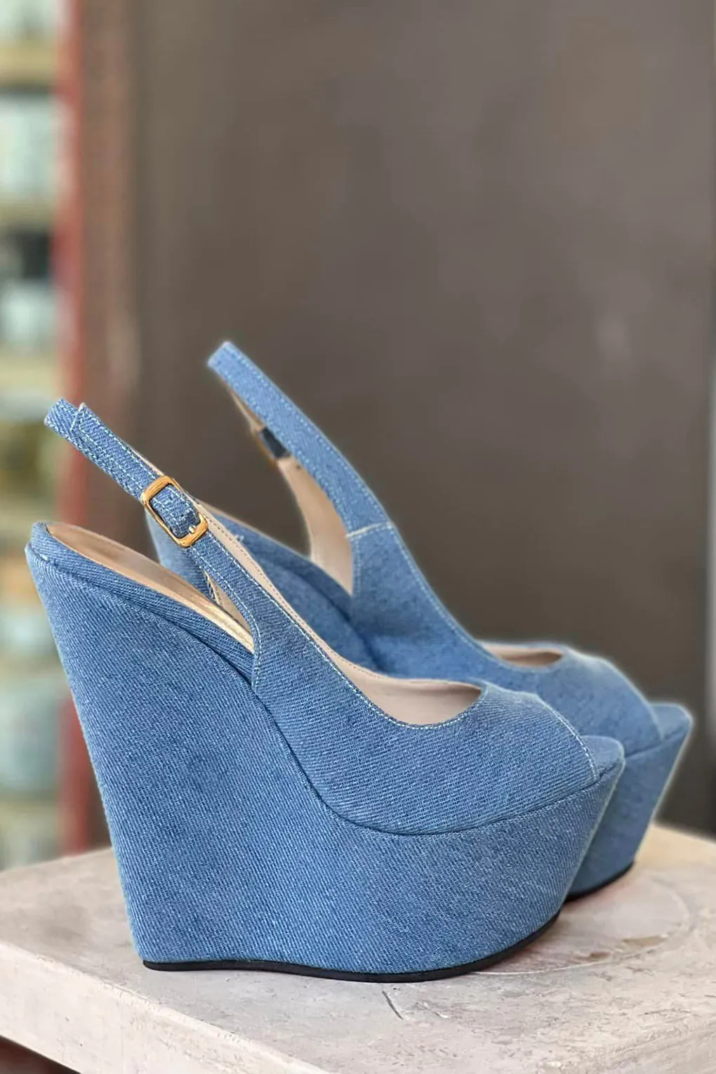 Zeppa tessuto azzurro
