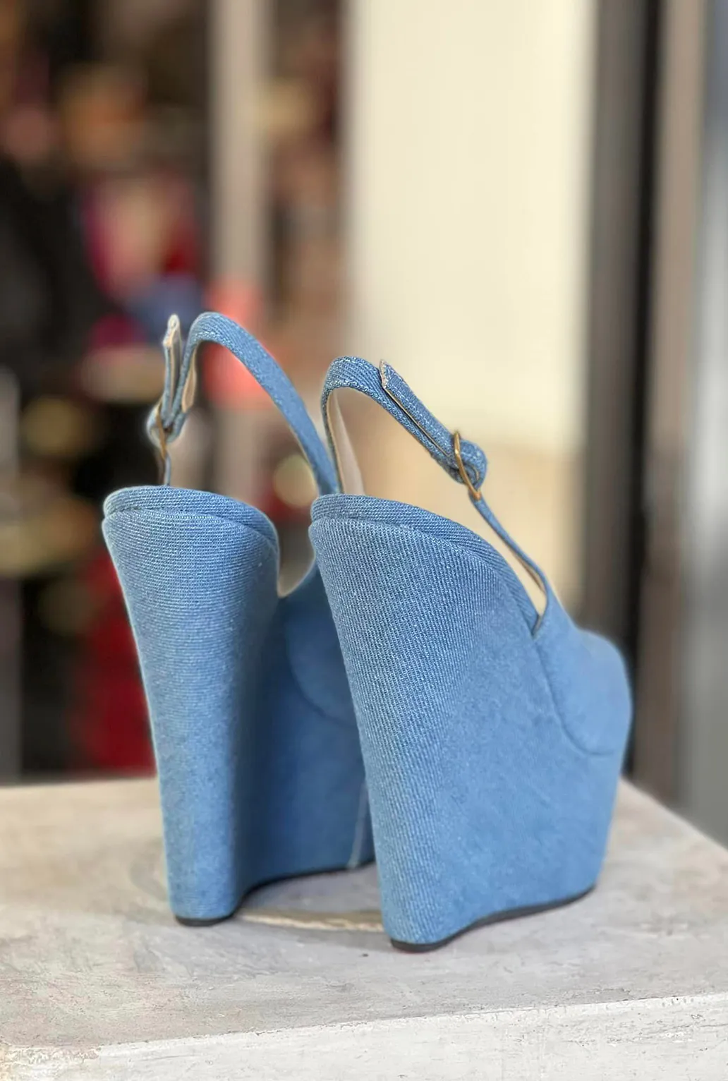 Zeppa tessuto azzurro
