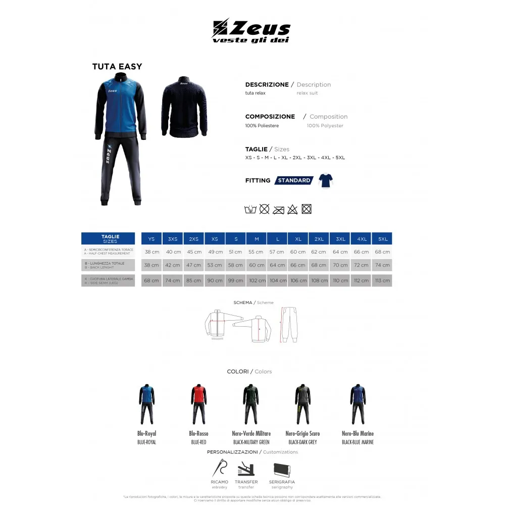 ZEUS - TUTA EASY - UOMO - NERO/DARKGREY - T/EASYND
